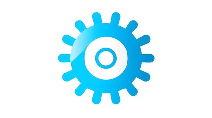 High-Quality Bicolor Flat Cyan Gears Vector Icon for Professional Projects
