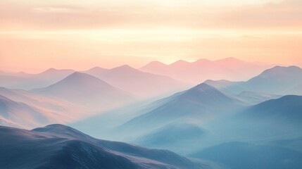 Obraz premium Misty mountain range at sunrise