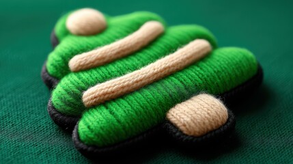 Festive green knitted tree decoration, perfect for brightening up your holiday cards and Christmas dcor this season.