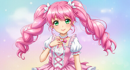 Fototapeta premium Cute Anime Girl