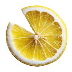 Cross-section of a fresh lemon slice, isolated on clear background --v 7.0