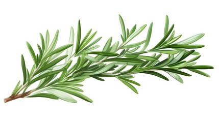 Fototapeta premium Fresh Rosemary Herbal Frame on White Background - Culinary Herbs Border Design
