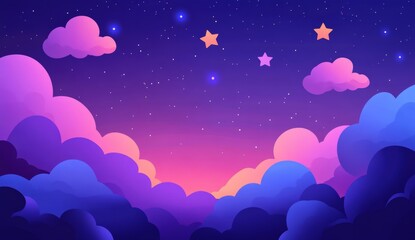 Fototapeta premium Night sky, clouds, stars