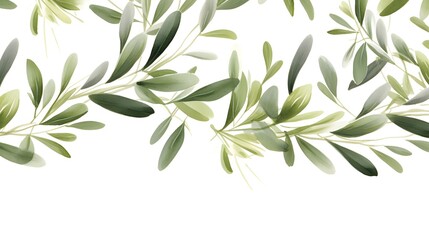 Seamless Border with Dark Olive Branches and Leaves for Professional Projects