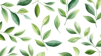 Fototapeta premium Professional seamless pattern with beautifully painted green leaves for designs