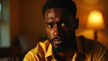 Fototapeta premium Close-up Portrait of a Man in a Yellow Shirt