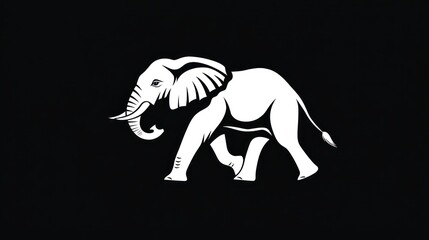 White Elephant Silhouette on Dark Background