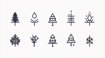 Minimalist Christmas Tree Icons