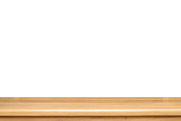 empty wooden table top in foreground isolated on background with clipping path. used for template mock up for display or montage products. showing your objects or mounting. wooden counter.