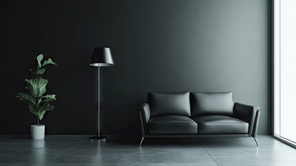 Contemporary lounge with sleek leather furniture, modern lighting, and subtle classic touches