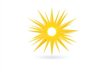 Abstract golden sunburst design.  A stylized, 3D sunburst graphic with radiating golden spikes surrounding a white center