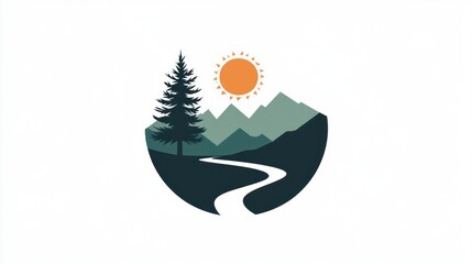 Scenic mountain path logo design