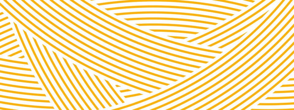 Curvy orange lines. Ramen or noodle pattern. Pasta, tagliatelle or capellini background. Undulate spaghetti texture. Traditional Italian, Chinese of Japan food wallpaper. Vector flat illustration.