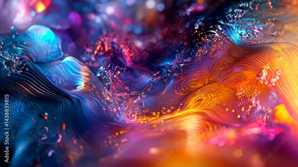 Poster vibrant abstract fluid art with dynamic motion and colorful waves