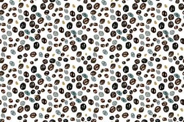 Papaya seeds watercolor seamless pattern isolated on white. Hand-painted tropical fruit clip art is perfect for culinary designs, textile, wrapping paper, prints, cards, packages and menu. Textured