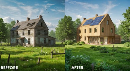 Antes y después: Renovación de casa rural con paneles solares