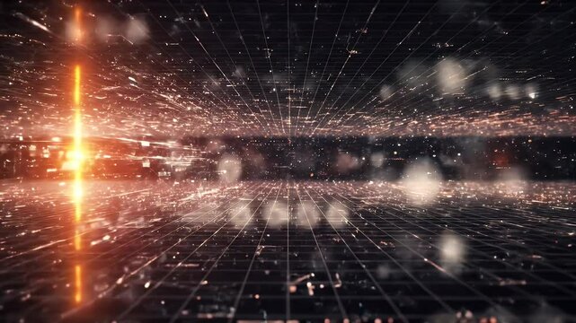 Futuristic Digital Grid: Abstract Technology Background with Data Flow