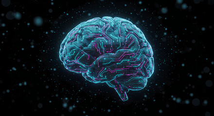 Fototapeta premium Cybernetic Brain: Neural Network Visualization