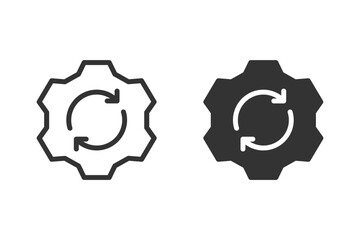 Gear with a circular arrow icon. symbolizing update or process. Perfect for technology, engineering, and business concepts