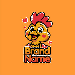 playful Chicken mascot logo design, fastfood logo, fried chicken logo.eps