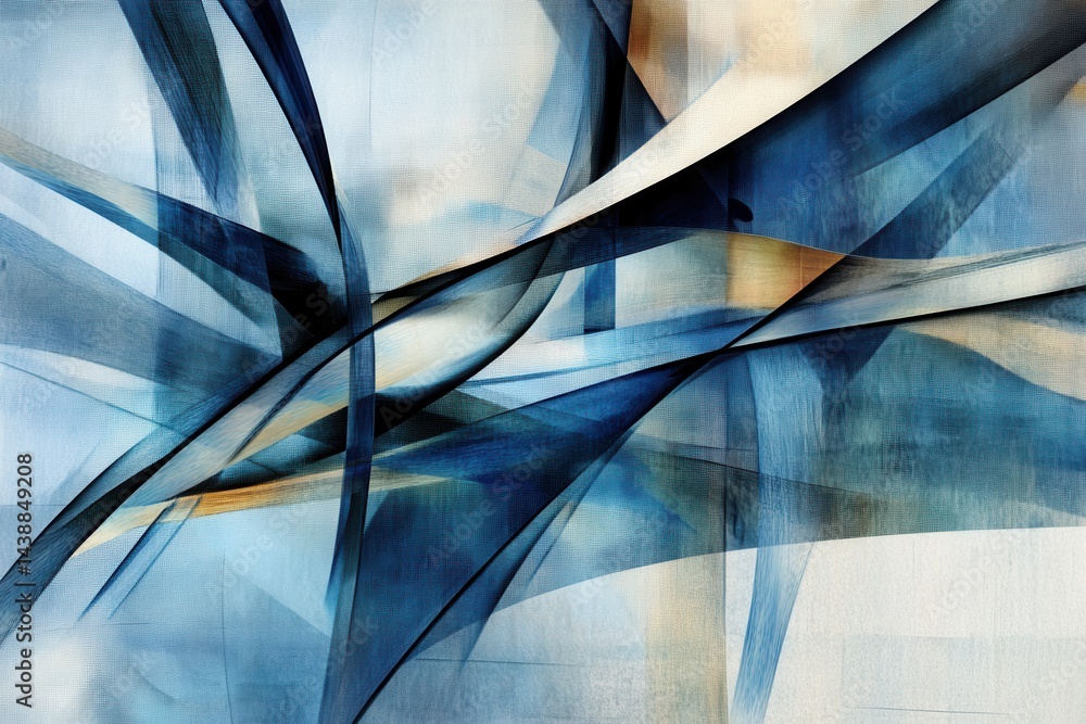 Aufkleber abstract interplay of flowing lines in blues and creams. dynamic shapes and textures create an eye-c