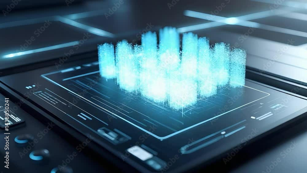 Poster futuristic digital interface technology for glowing data visualization