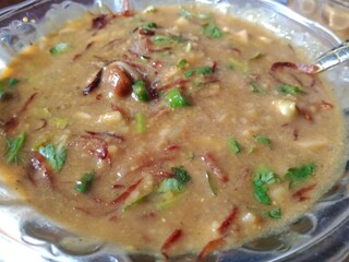Healthy delicious Haleem with Spices and Herbs mix. Bangladeshi traditional haleem. 