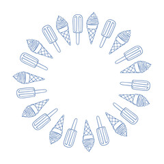 Creative circle design featuring summer beach elements and relaxation themes