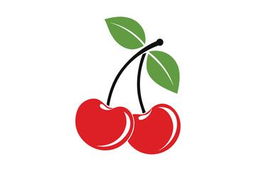 red cherry icon, cherry vector illustration on white background