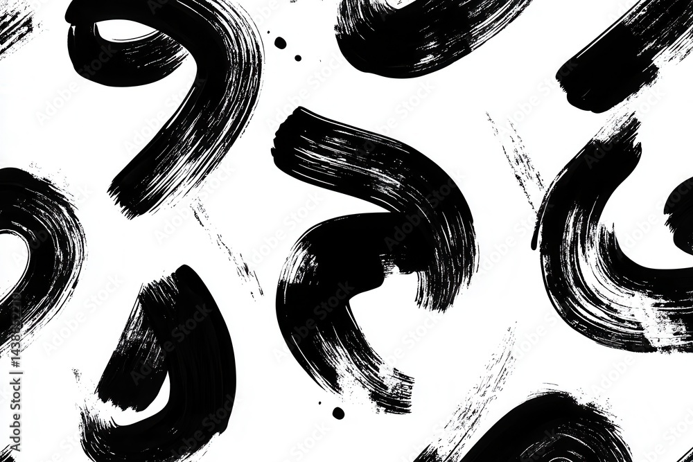 Poster abstract brushstroke pattern. painterly, textured, and dynamic design. intriguing shapes create a vi