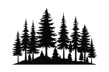 Obraz premium set of fir trees silhouette vector illustration on white background