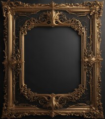 Black and gold ornate frame with shimmering details; luxurious VIP invitation background ,  opulent,  glamour,  sophisticated