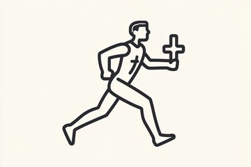 Fototapeta premium Running figure holding cross, simple design