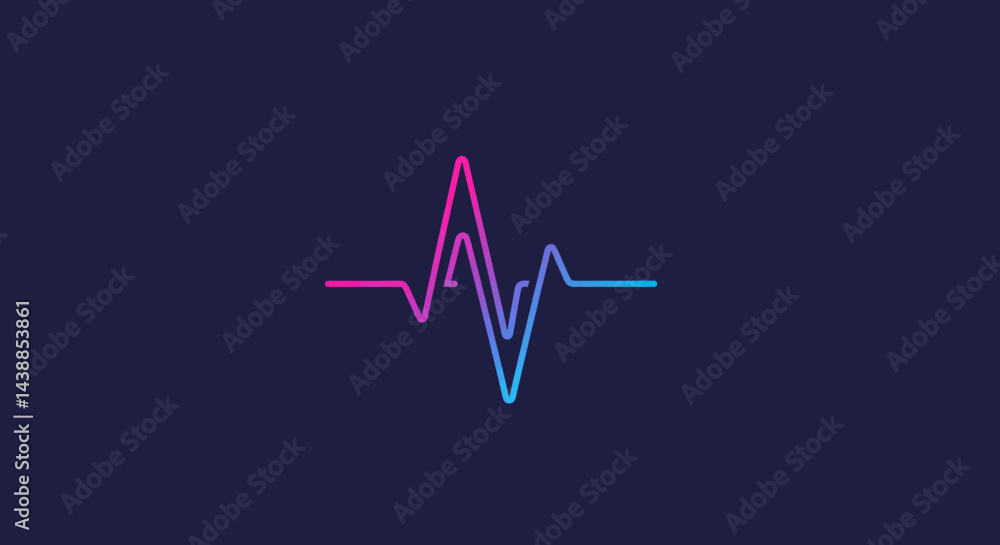 Poster abstract heartbeat line with vibrant gradient for medical and technology designs that add a modern t
