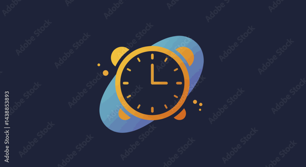 Poster alarm clock icon with modern design on dark background symbolizes time management and deadlines for 