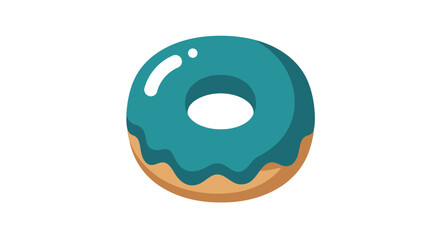 Fototapeta premium Colorful donut with blue glaze and a glossy shine perfect for a sweet treat illustration or delicious dessert graphic design, inviting and cheerful