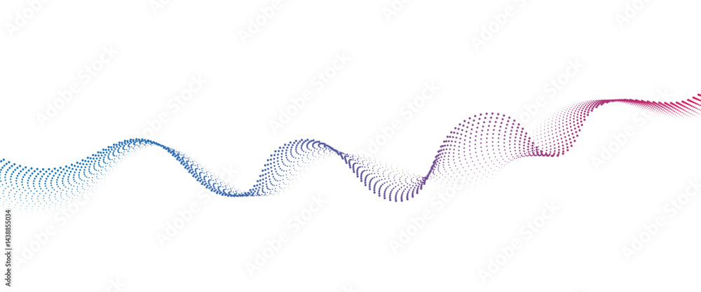 Poster flowing dot wave halftone gradient pattern on transparent background