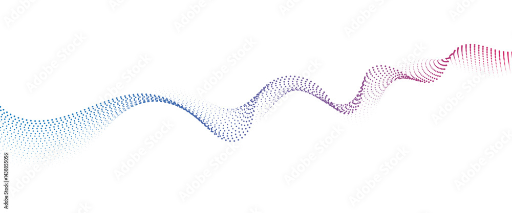 Fototapete flowing dot wave halftone gradient pattern on transparent background