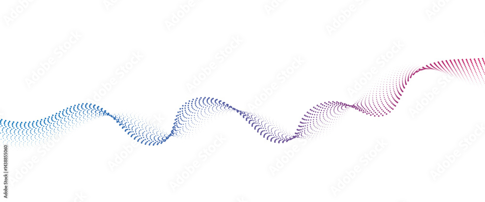 Fototapete flowing dot wave halftone gradient pattern on transparent background