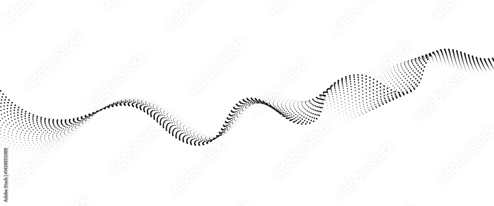 Leinwandbilder flowing dot wave halftone gradient pattern on transparent background