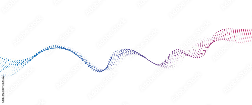 Poster flowing dot wave halftone gradient pattern on transparent background