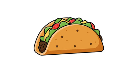 Delicious and colorful cartoon taco illustration with fresh ingredients for food designs and culinary projects