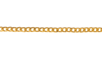 Gold jewelry chains set isolated on white background. 