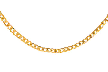 Gold jewelry chains set isolated on white background. 