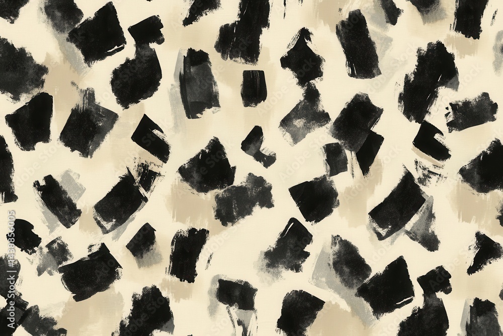 Poster abstract brushstroke pattern on a light beige background. various shapes and sizes of dark and light