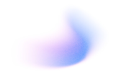 Abstract gradient shape with noise, blue blurred grainy color gradation, vibrant design element. Figure with soft flow effect, isolated on white. Vector illustration.