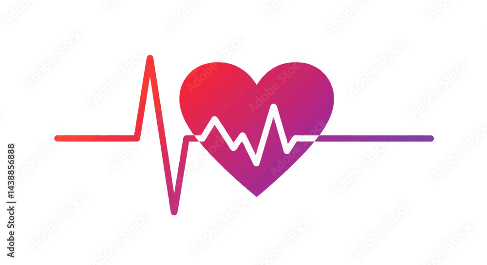 Aufkleber heartbeat line with gradient heart shape for healthcare and medical concepts graphic design element 