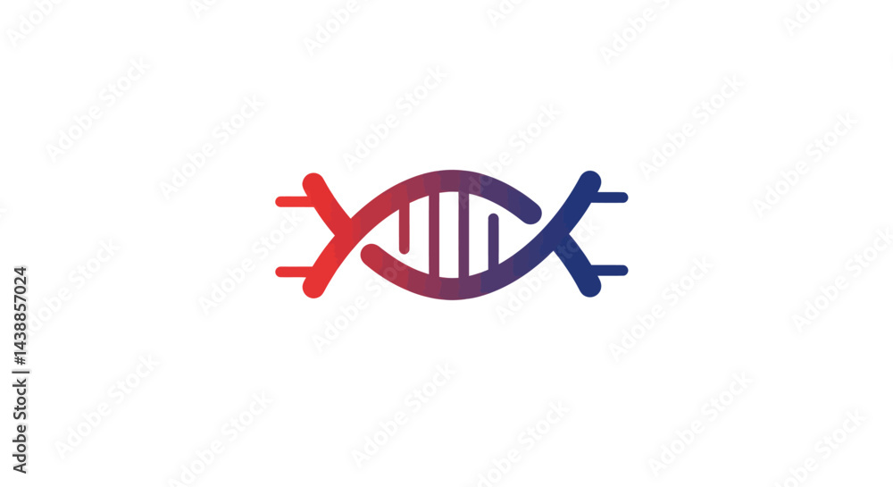 Poster illustration of a dna molecule with a gradient color scheme for science and technology concepts