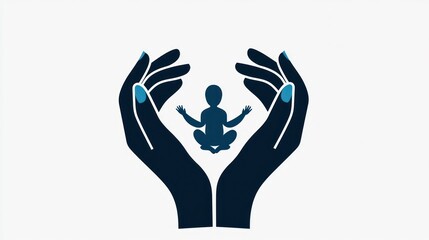 Obraz premium Hands Protecting a Child Symbol
