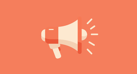 Megaphone announcement symbol on solid backdrop communication marketing and advertising graphic resource for promotion and presentation